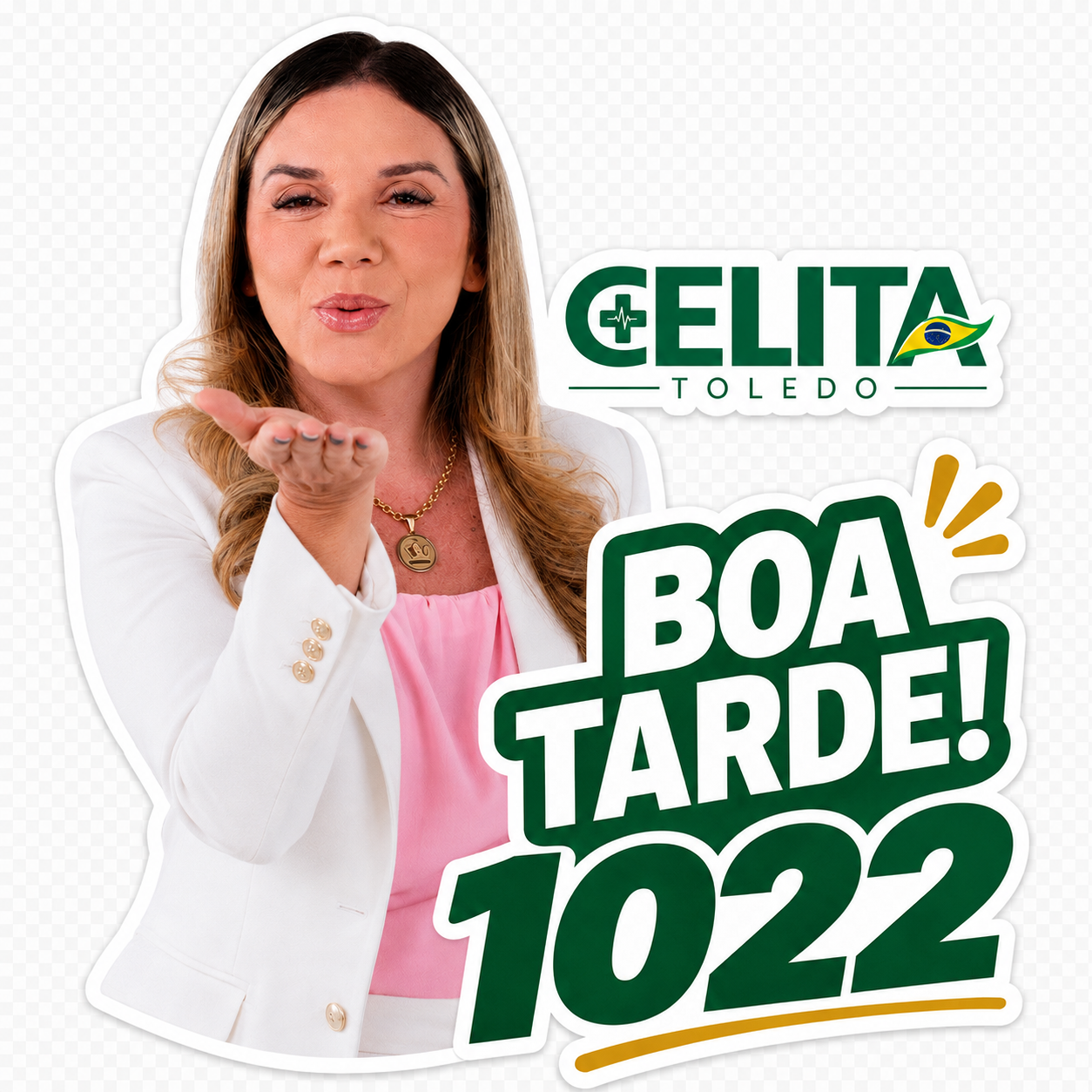 Figurinha Boa tarde (beijo) da campanha Celita Toledo
