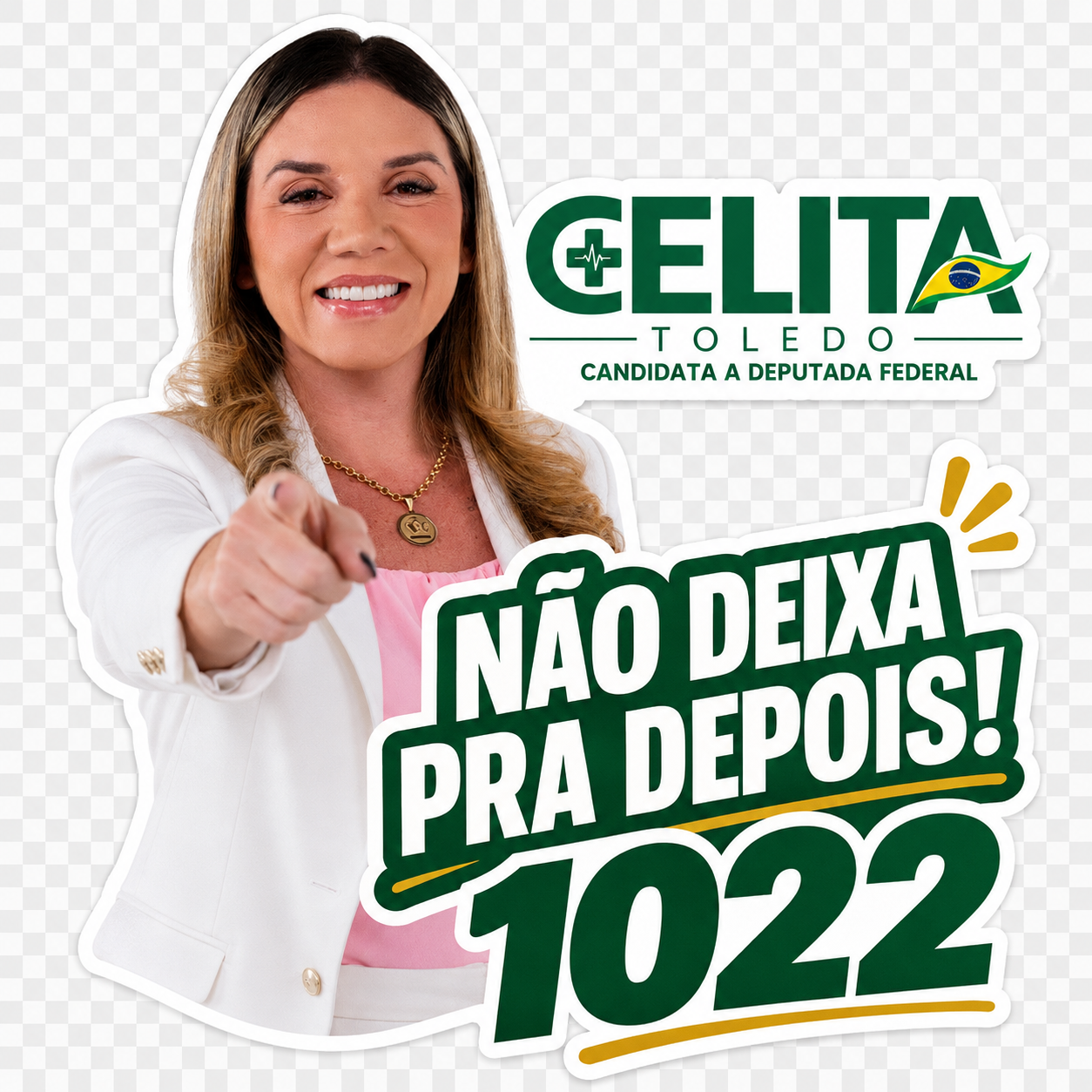 Figurinha Não deixa pra depois! da campanha Celita Toledo