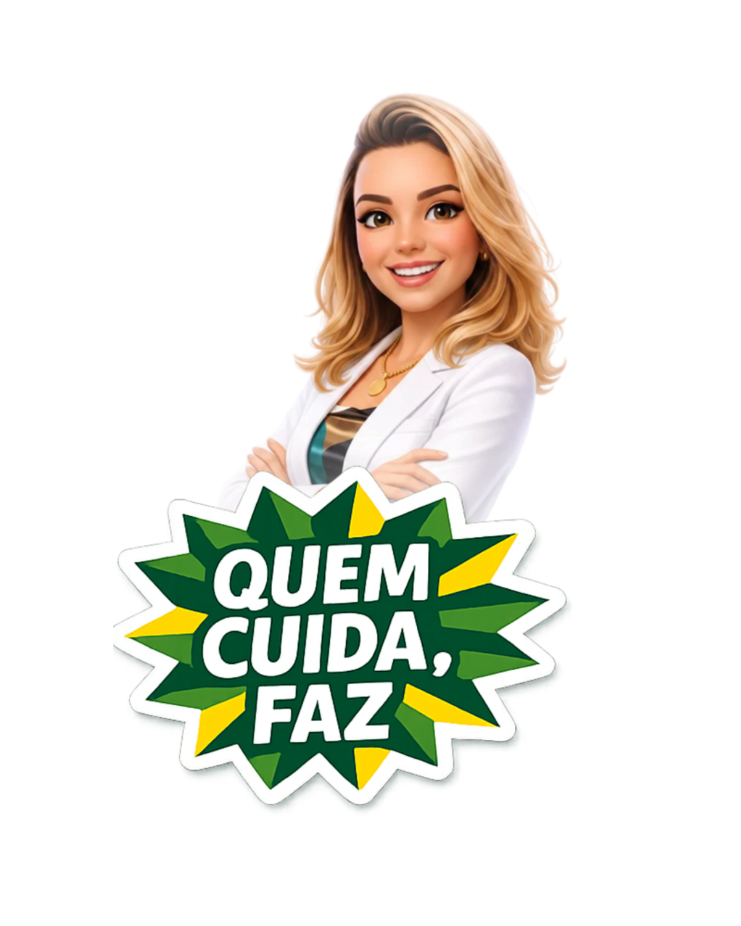 Figurinha Quem cuida, faz da campanha Celita Toledo