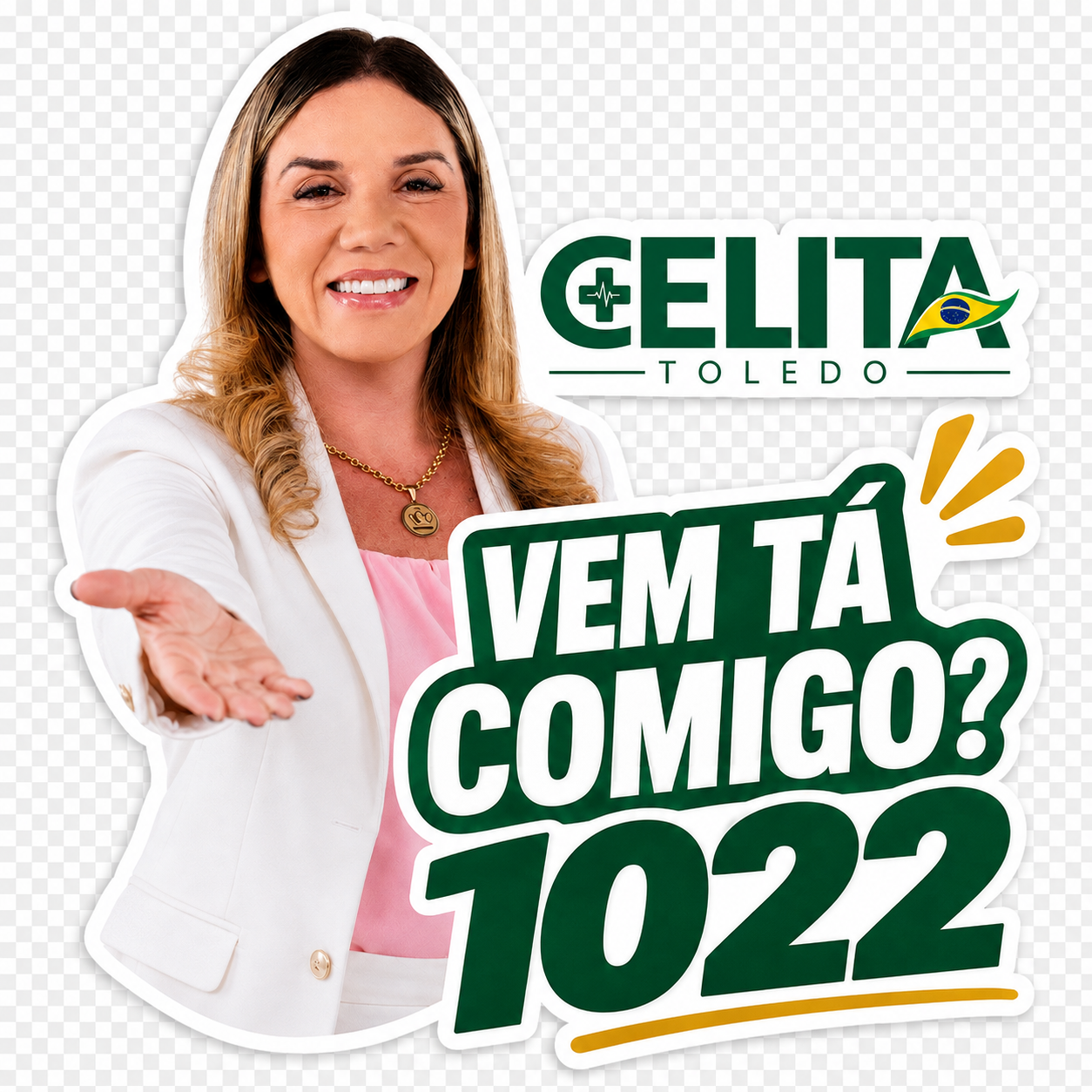 Figurinha Vem tá comigo? da campanha Celita Toledo